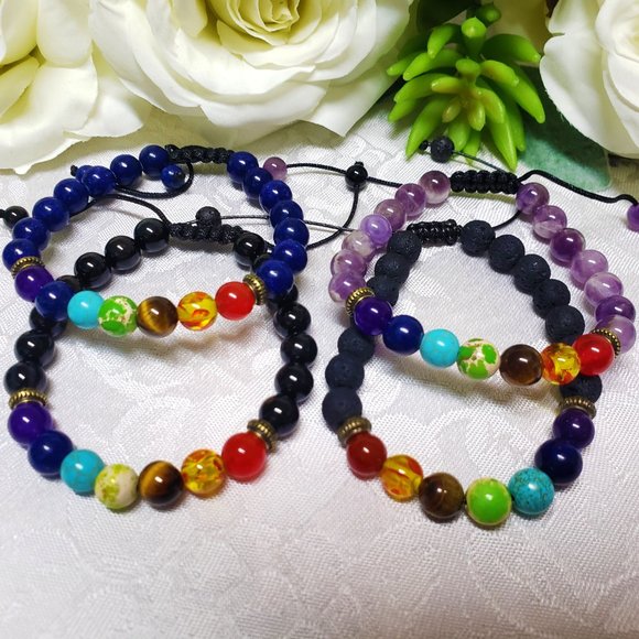 UNISEX Natural Genuine Chakra Stones Bracelets Healing Beads Bracelets - Picture 1 of 7